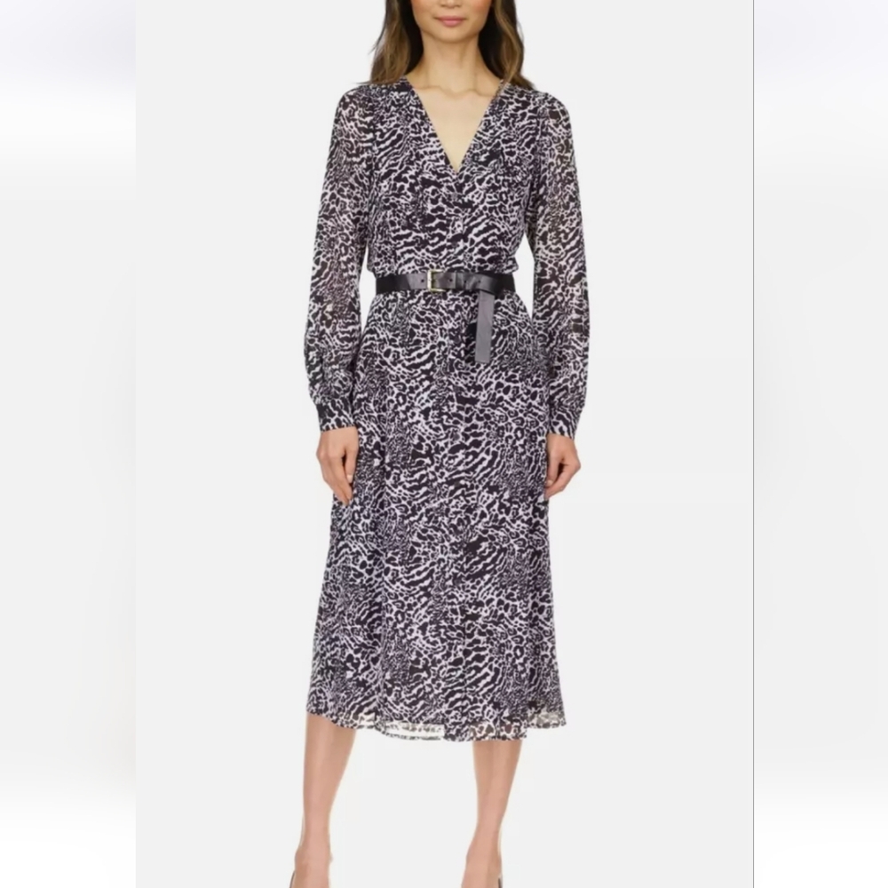 Michael Kors Animal Print Midi Dress Black & White 2X